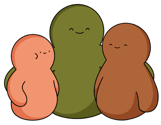 Three mascot characters standing together
